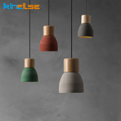 Nordic Concret Indoor Led Pendant Lamp Cement Wood Hanging Lights Fixture Vintage Loft Restaurant Bedroom Bar Cafe Aisle Lights ► Photo 1/6