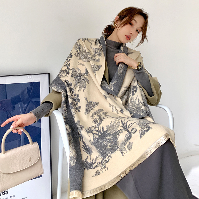 Luxury Women Scarf Winter Pashmina Blanket Scarves Cashmere Shawl Wraps  Print Warm Neckerchief Designer Bufandas Female Foulard