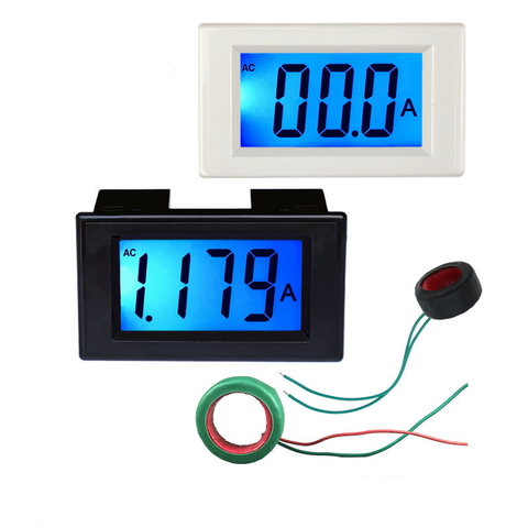 1pcs black and white D85-240T AC 50A LCD digital display ammeter high precision blue bottom current strap transformer ► Photo 1/6