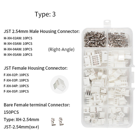 XH2.54 2p 3p 4p 5pin Right angle 2.54mm Pitch Terminal Kit / Housing / Pin Header JST CONN Wire Connectors Adaptor XH Kits TJC3 ► Photo 1/6