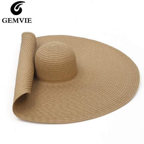 Oversized Straw Hat For Women Wide Brim Summer Sun Paper Beach Hat For Ladies