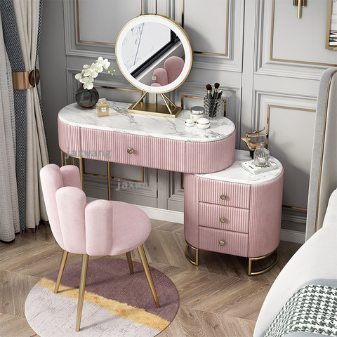 Light Luxury Nordic Home Dressers Vanity Princess Dressing Table Storage Cabinet Bedroom Furniture Custom Modern Makeup Chair ► Photo 1/6