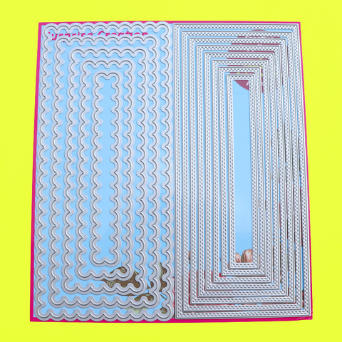 Cutting Dies Slim Rectangle Scalloped & Double Stitch Scrapbook DIY Cardmaking Paper Craft Surprise Creation ► Photo 1/6