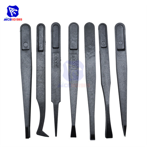 diymore 7PCS Precision Black Carbon Fiber Tweezers Kit DIY Repair Tool Anti Static Tweezers Set for Electronics ► Photo 1/4