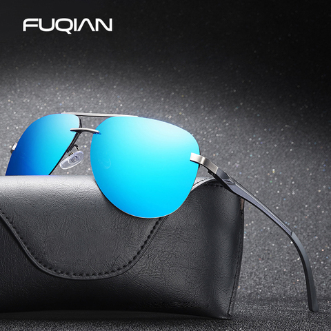 FUQIAN 2022 Fashion Rimless Pilot Polarized Sunglasses Men High Quality Aluminum Magnesium Sun Glasses Women Driving Shades ► Photo 1/6