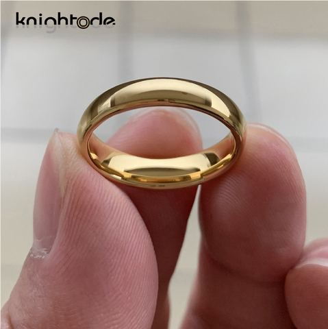 2mm 4mm Womens Tungsten Carbide Rings Gold  Color Wedding Band Dome Polished Comfort Fit ► Photo 1/4