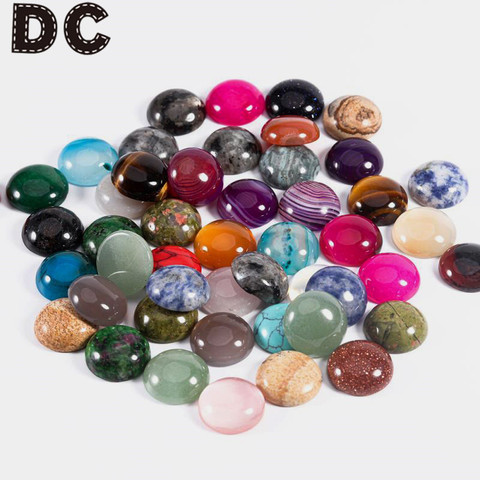 DC 10pcs/lot Natural Stone Cabochon 4/6/8/10 / 12mm 25 Patterns for DIY Ring Earring Bracelet Necklace Making  Jewelry Finding ► Photo 1/6