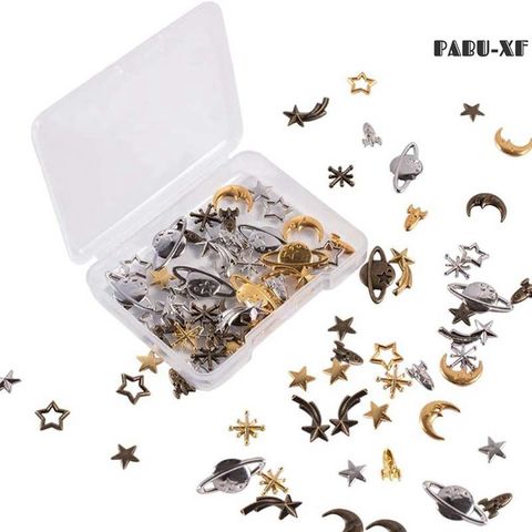 35g Cosmos Themed 3-Color Alloy Epoxy Supplies Star Moon Spaceship Filling Accessories for Resin Jewelry Making ► Photo 1/6