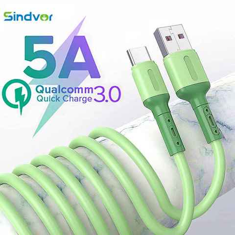 1M Liquid Silicone 5A Super Fast Charge Cable Micro USB Type C Cable for Samsung Xiaomi for iPhone Huawei Charging Wire Data ► Photo 1/6