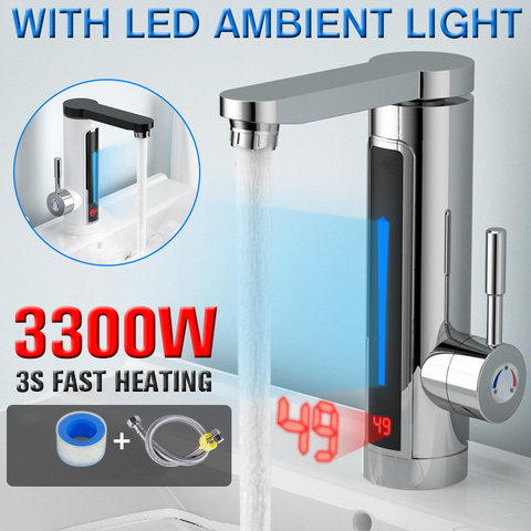 3300W Electric Instant Water Heater Faucet Tap LED Ambient Light Temperature Display Bathroom Kitchen Instant Heating Tap ► Photo 1/6