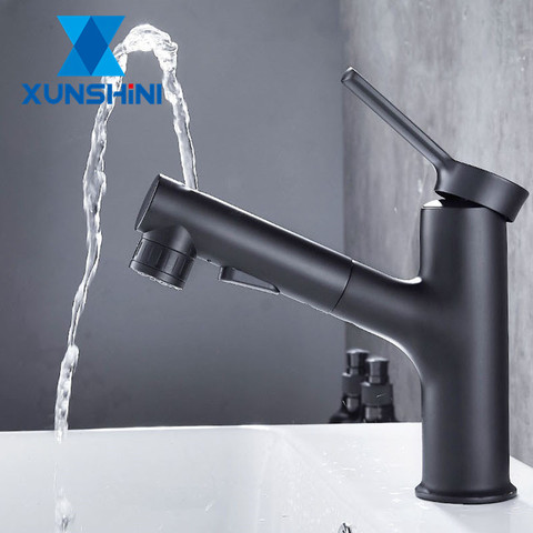 XUNSHINI Pull Out Bathroom Basin Sink Faucet Rinser Sprayer Gargle Brushing 3 Mode Mixer Tap Cold & Hot Basin Faucet ► Photo 1/6