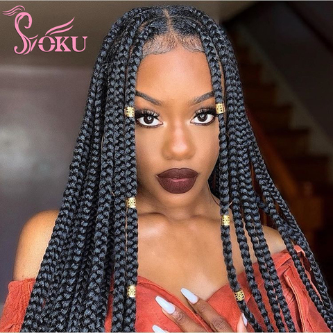 SOKU Synthetic Hair Extensions Jumbo Braids 24inch Long Locks Braiding  Black Hair Crochet Boxed Braid For