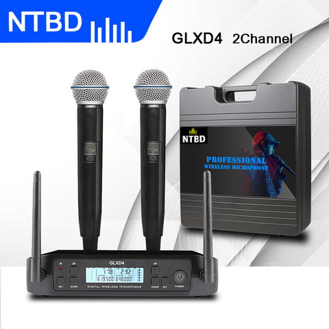 NTBD Stage Performance Home KTV Party Show Rap GLXD4 Professional Dual Wireless Microphone System Dynamic 2 Channel 2 Handheld ► Photo 1/3