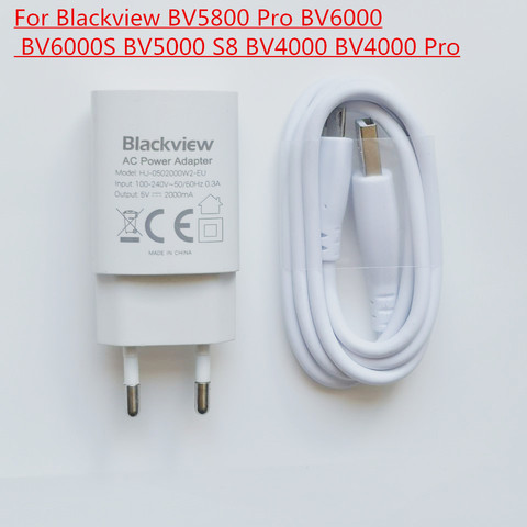 Original For Blackview BV5800 Pro BV6000 BV6000S BV5000 S8 BV4000 5V 2A Charger EU Plug Adapter + USB Cable ► Photo 1/3