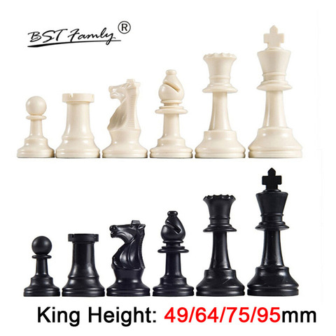 32 Medieval Plastic Chess Pieces Set King Height 64 & 75 & 95 mm Chess Game Standard Chessmen for International Competition IA13 ► Photo 1/6