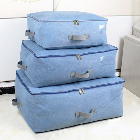 Retro Canvas Storage Bag For Storing Clothes Soft Washable Large Cotton Quilt Bag Zip Packages Uncoated Wardrobe Closet Organize ► Photo 1/6