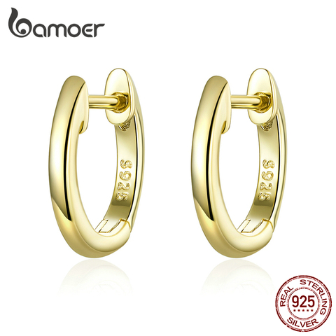 bamoer Tiny Hoop Earrings for Women Gold Color 925 Sterling Silver Small Ear Hoops Female Jewelry Fashion Bijoux Brincos SCE808 ► Photo 1/6
