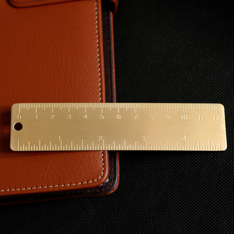 12cm Small Copper Ruler Pure Brass Products Mini EDC Tool Scale Ruler Portable Retro Bookmark Ruler ► Photo 1/6