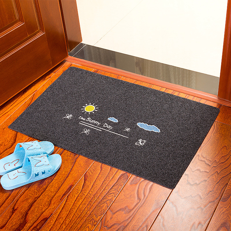 Welcome Front Door Mat Carpet Flannel Fabric Suede Anti-Slip Floor