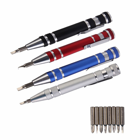 Multifunction 8 in 1 Mini Aluminum Precision Pen Screw Driver Screwdriver Set Repair Tools Kit for Cell Phone Hand tool Set ► Photo 1/6