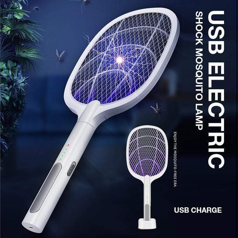 USB Electric Shock Mosquito Lamp Mosquito Swatter Fly Swatter Portable Handheld Three-Layer Fly Swatter USB Charging Cable ► Photo 1/6