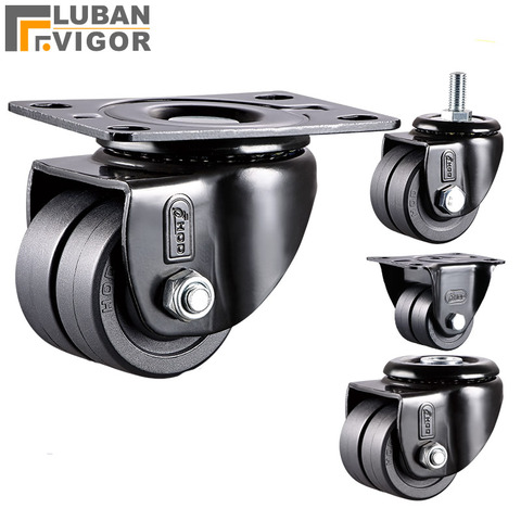 Low center of gravity Casters with Double row wheels,1.6inch,FOR heavy maching,High load bearing ,Wear-resistant Mute ► Photo 1/4