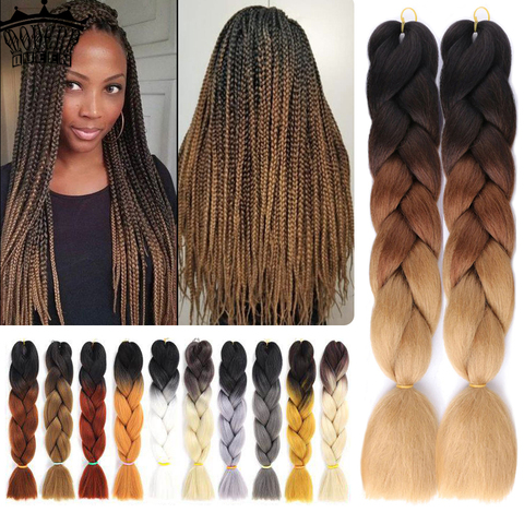 Long Ombre Braiding Hair Jumbo Box Braid Braiding Hair 100g Long 24