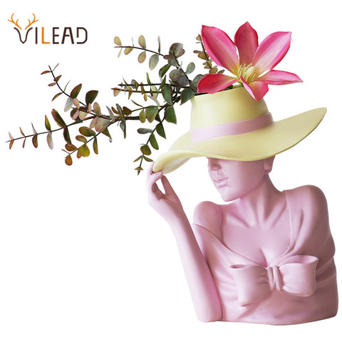 VILEA Resin Creative Beauty Flower Vase White Pink Nordic Style Human Head Flower Pot Home Decoration Living Room Decor ► Photo 1/5