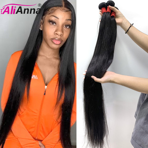 32 34 36 38 40 Inch sliky Straight Hair Bundles ALIANNA Human Hair Bundles 30 Inch Straight Bundles Brazilian Hair Weave Bundles ► Photo 1/6