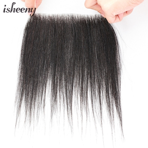 Isheeny Remy Human Hair Replacement System Toupee 2*16 M Style Forehead Toupee Wig 8