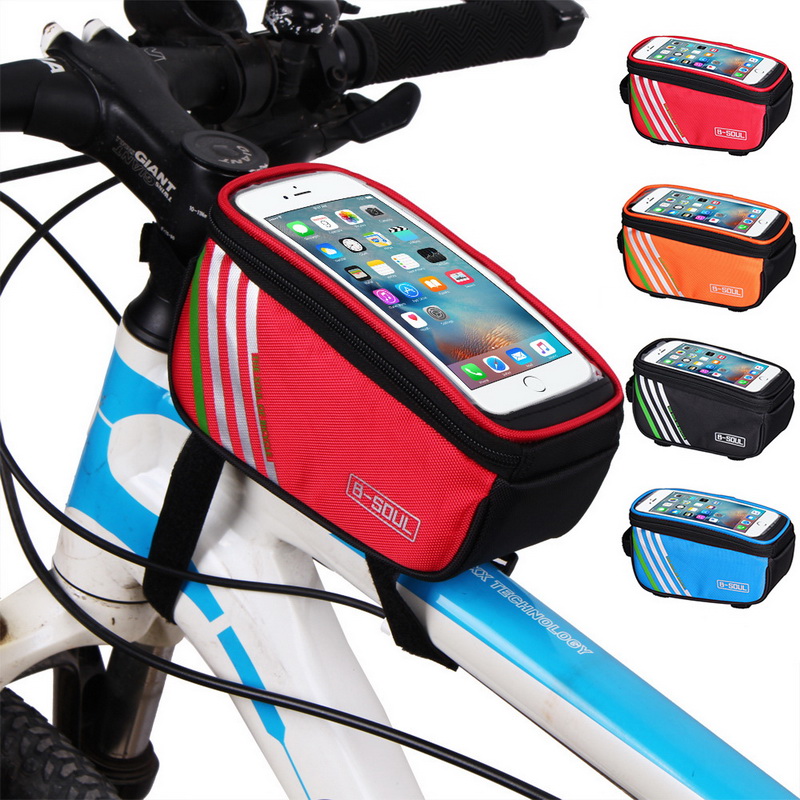 Cycling Waterproof MTB Road Bike Front Tube Bag Black Touch Screen Phone Case 