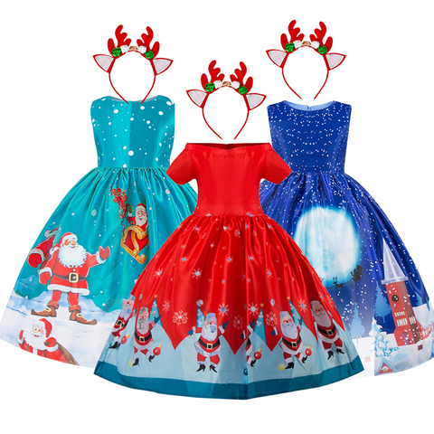 Kid Girls Christmas Costume Santa Clothing 4-10 Yrs Girl Dress Kids Girls Cosplay Clothes Dress Children Xmas Party Snow Costume ► Photo 1/6