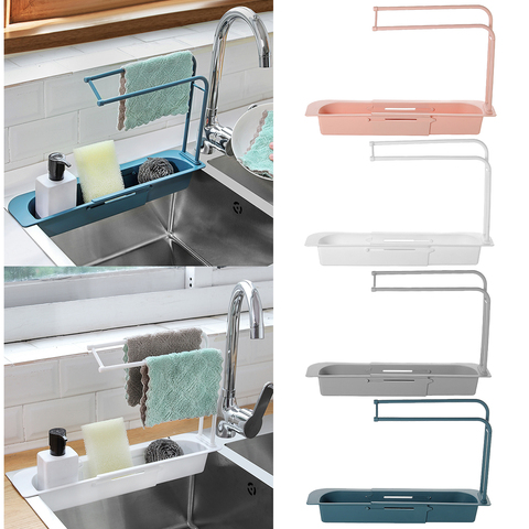 Telescopic Sink Kitchen Drainer Rack Storage Basket Bag Faucet Holder Sponge Holder Adjustable Bathroom Holder For Home Kitchen ► Photo 1/6
