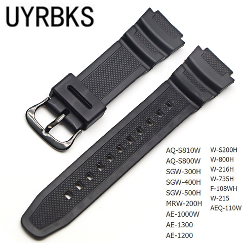 New Silicone Strap for-Casio AE-1000w AQ-S810W SGW-400H / SGW-300H Rubber Watchband Pin Buckle Strap Watch Wrist Bracelet Black ► Photo 1/3