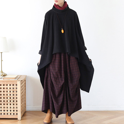 Johnature Women Turtleneck Pullover Sweatshirts Irregular Autumn Clothes 2022 New Polyester Original Casual Women Sweatshirts ► Photo 1/6