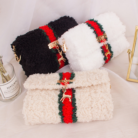 Handmade velvet woven bag grid board wool DIY material homemade shoulder messenger bag trendy fashion small bag ► Photo 1/1