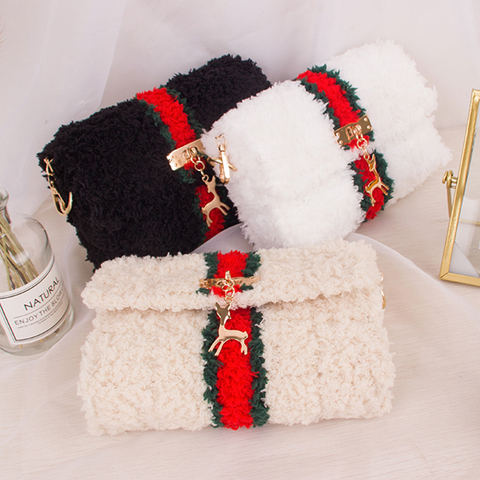 Handmade velvet woven bag grid board wool DIY material homemade shoulder messenger bag trendy fashion small bag ► Photo 1/1