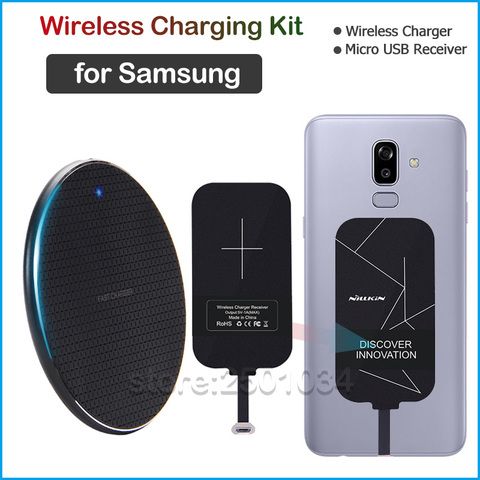 Qi Wireless Charging for Samsung Galaxy J2 Pro J3 J5 J7 J4 J6 J8 J4+ J6+ Core 2017 2022 Wireless Charger+Micro USB Receiver ► Photo 1/6