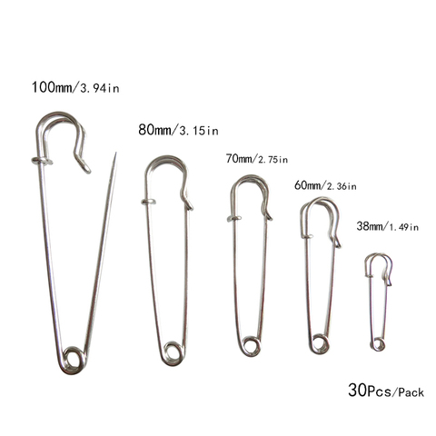 30 Pcs/Set Large Metal Safety Pins Silver Color Pins for Jewelry Crafts DIY Sewing Tools Accessory Apparel Accessories Pins ► Photo 1/6