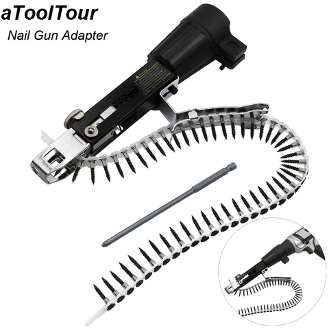 Electric Drill Adpater Automatic Screw Chain Nail Gun Adapter Nozzle Woodworking Tool Screw Gun Cordless Power Drill Attachment ► Photo 1/6