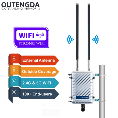 11AC 2.4G 5G WiFi Access Point Outdoor CPE AP Router Wi-Fi Signal Amplifier Repeater Outside Long Range WiFi Wireless Router Poe ► Photo 1/6