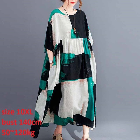 Women Long Dress Plus Size 10XL O Neck Short Sleeve Loose Maxi Dresses Ladies Casual Vintage Dress ► Photo 1/6