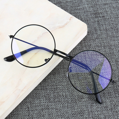 Vintage Round Metal Frame Blue Light Blocking Personality College Style Clear Lens Eye Glasses Eye Protection Mobile Phone Game ► Photo 1/6