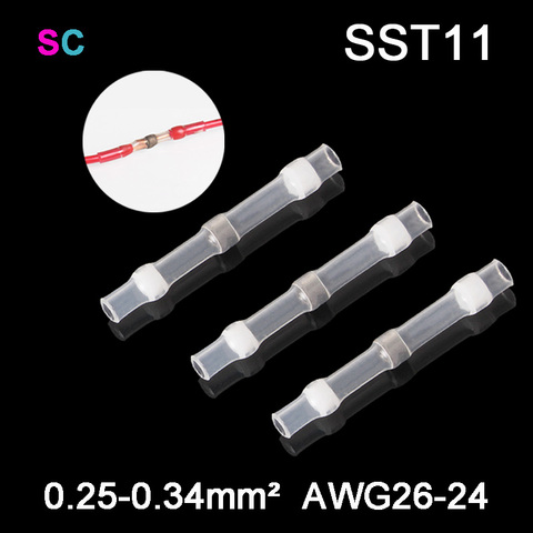 10/20/50PCS Heat Shrink Sleeve Wire Connector Waterproof SST-S11 AWG26-24 Insulated Butt Wire Tinned Copper Solder Seal Terminal ► Photo 1/6