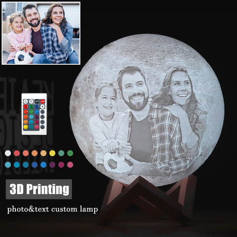 Photo/Text Custom 3D Printing Moon Lamp Night Light Customized Personalized Lunar USB Rechargeable Lamp Touch/Tap/Remote Switch ► Photo 1/6