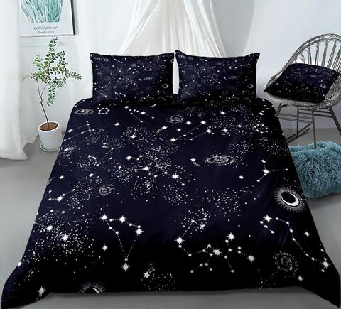 Buy Online Stars Bedding Set Night Sky Bed Linen Kid Girl Boy Duvet Cover Set Black White Home Textiles Galaxy Bedclothes Men Women Bed Set Alitools