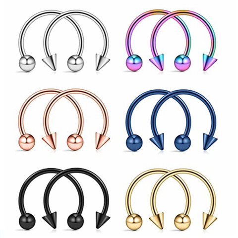 Stainless Steel Horseshoe Septum Piercing Lot 16G Horseshoe Nose Piercing Ring Bulk Fake Nose Ring Horseshoe Earring Cartilage ► Photo 1/6