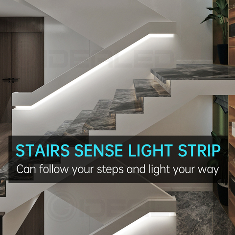 LED motion sensor light strip mini control Stair streamline under cabinet night light Addressable LED Strip Tape for the stair ► Photo 1/6