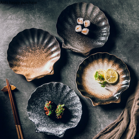 Irregular Shell Dinner Plate Ceramics Kimchi Dish Snack Tray Kitchen Utensils Multifunction Restaurant Dish Bowl Household ► Photo 1/6