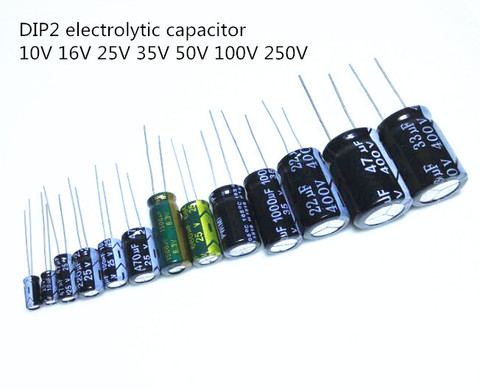 DIP DIP2 electrolytic capacitor 10V 16V 25V 35V 50V 100V 250V 1UF 4.7UF 10UF 47UF 100UF 220UF 330UF 470UF 1000UF 2200UF 3300UF ► Photo 1/6